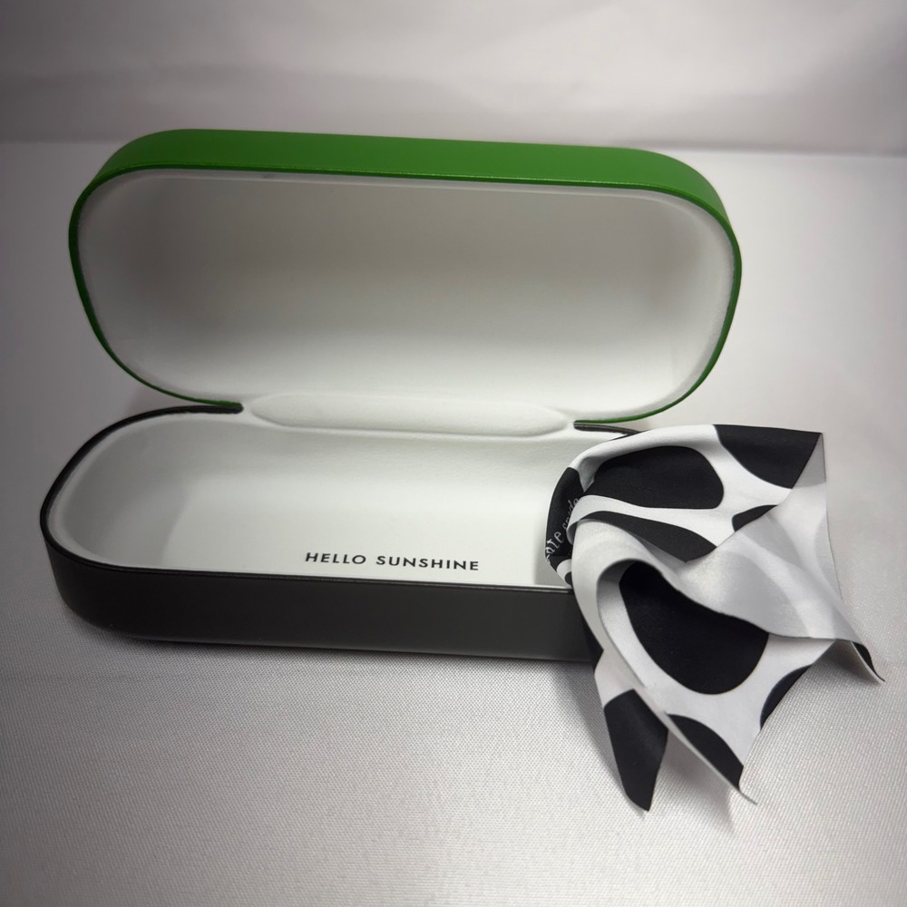 Kate Spade New York Green and Black Hard Sunglasses Case with Polka Dot Cloth - Picture 6 of 7